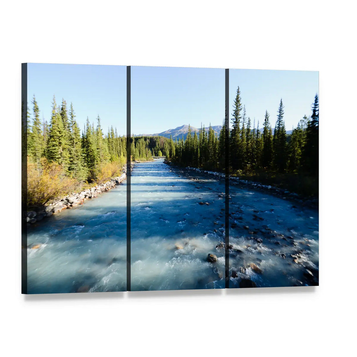 Lake Louise Village Canvas Wall Art, 3 panel 3 Horizontal layout gallery wrapped canvas set, angled product view