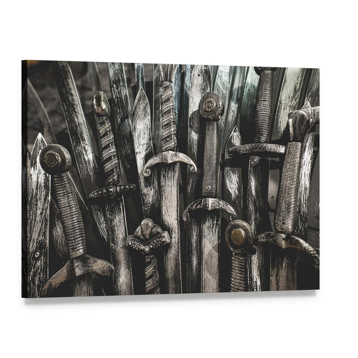 Iron Throne Swords Close-up Canvas Wall Art, single panel gallery wrapped canvas, angled product view