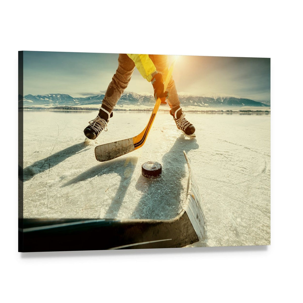 Ice Hockey Game Moment Canvas Wall Art, single panel gallery wrapped canvas, angled product view
