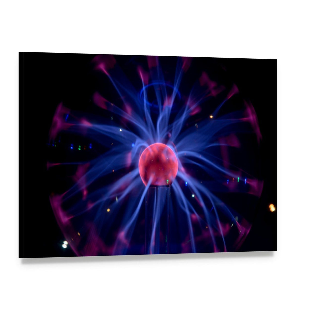 Plasma Tesla Reactor Orb Canvas Wall Art, single panel gallery wrapped canvas, angled product view
