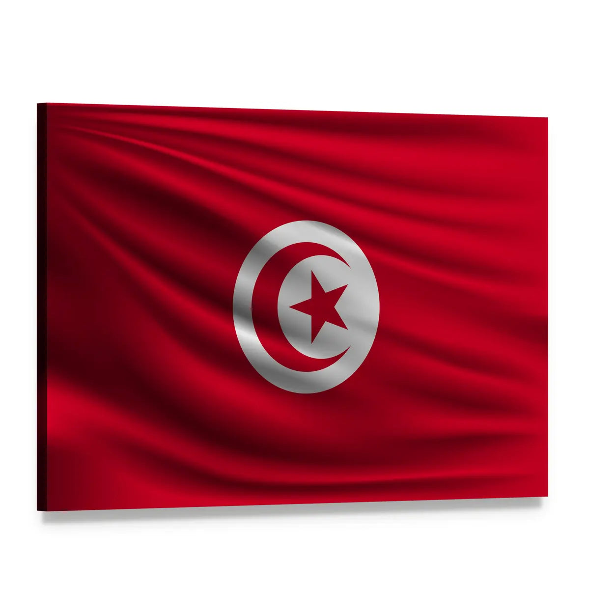 Tunisian Flag with Crescent and Star Canvas Wall Art, single panel gallery wrapped canvas, angled product view