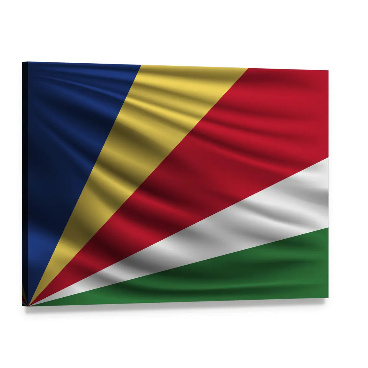 Seychelles Flag with Wavy Texture Canvas Wall Art, single panel gallery wrapped canvas, angled product view