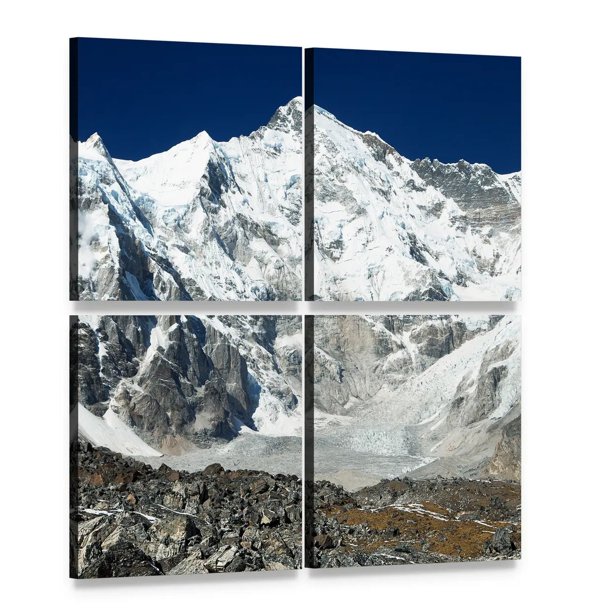 Mount Cho Oyu in Khumbu Valley Canvas Wall Art, 4 panel 4 Square layout gallery wrapped canvas set, angled product view