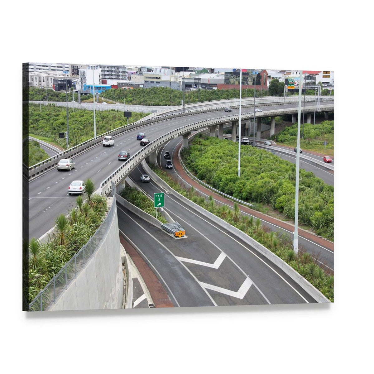 Highways in Busy Auckland Canvas Wall Art, single panel gallery wrapped canvas, angled product view