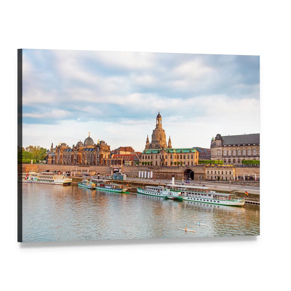 Dresden Skyline Over the Elbe Canvas Wall Art, single panel gallery wrapped canvas, angled product view
