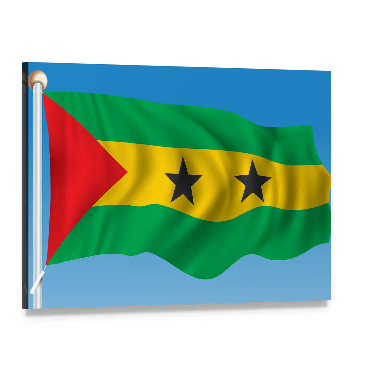 São Tomé and Príncipe Flag Canvas Wall Art, single panel gallery wrapped canvas, angled product view