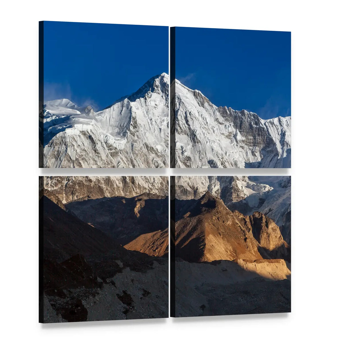 Cho Oyu Peak in Nepal Canvas Wall Art, 4 panel 4 Square layout gallery wrapped canvas set, angled product view