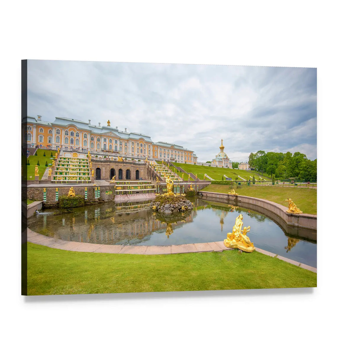 Grand Cascade Fountain Canvas Wall Art, single panel gallery wrapped canvas, angled product view