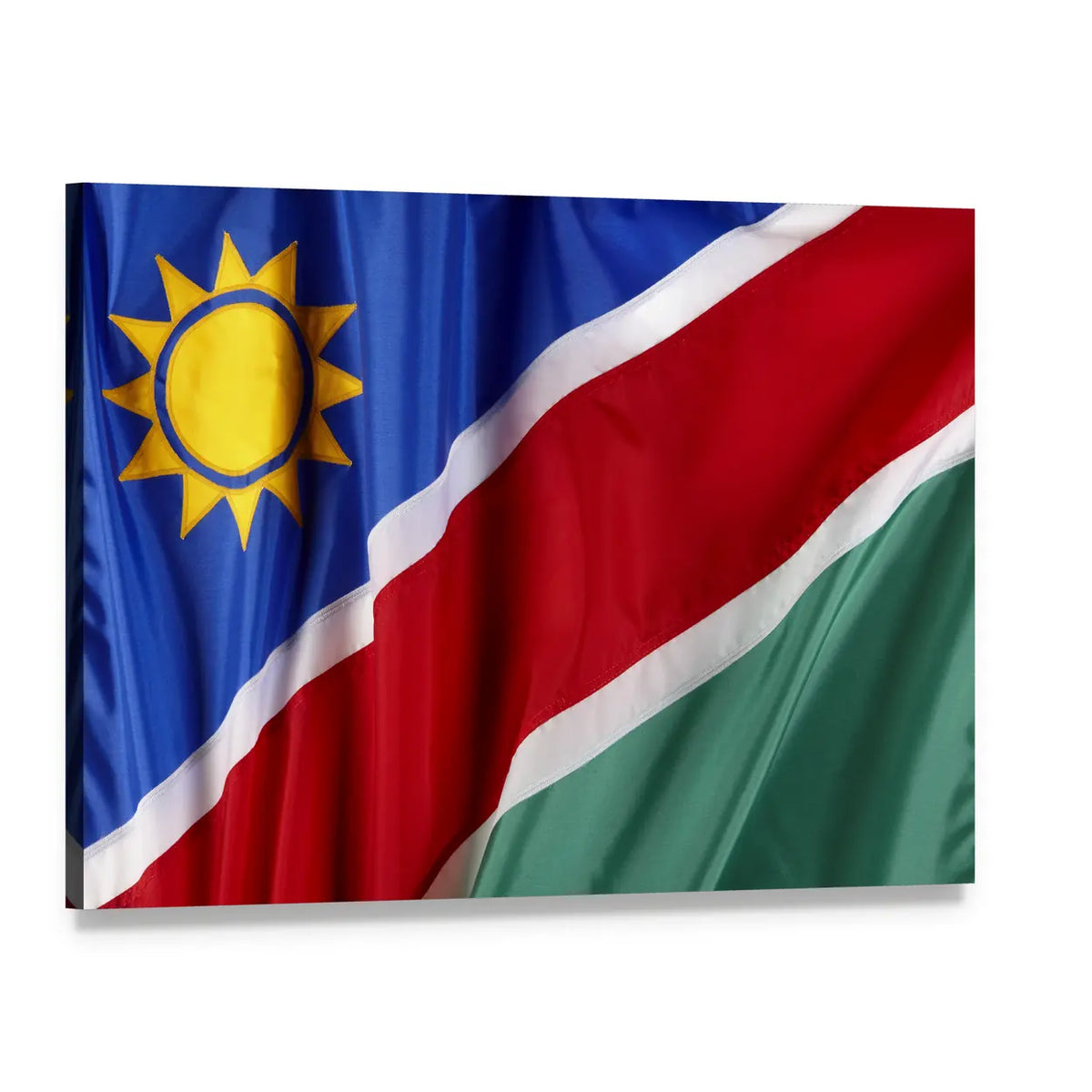 Waving Namibian Flag Canvas Wall Art, single panel gallery wrapped canvas, angled product view