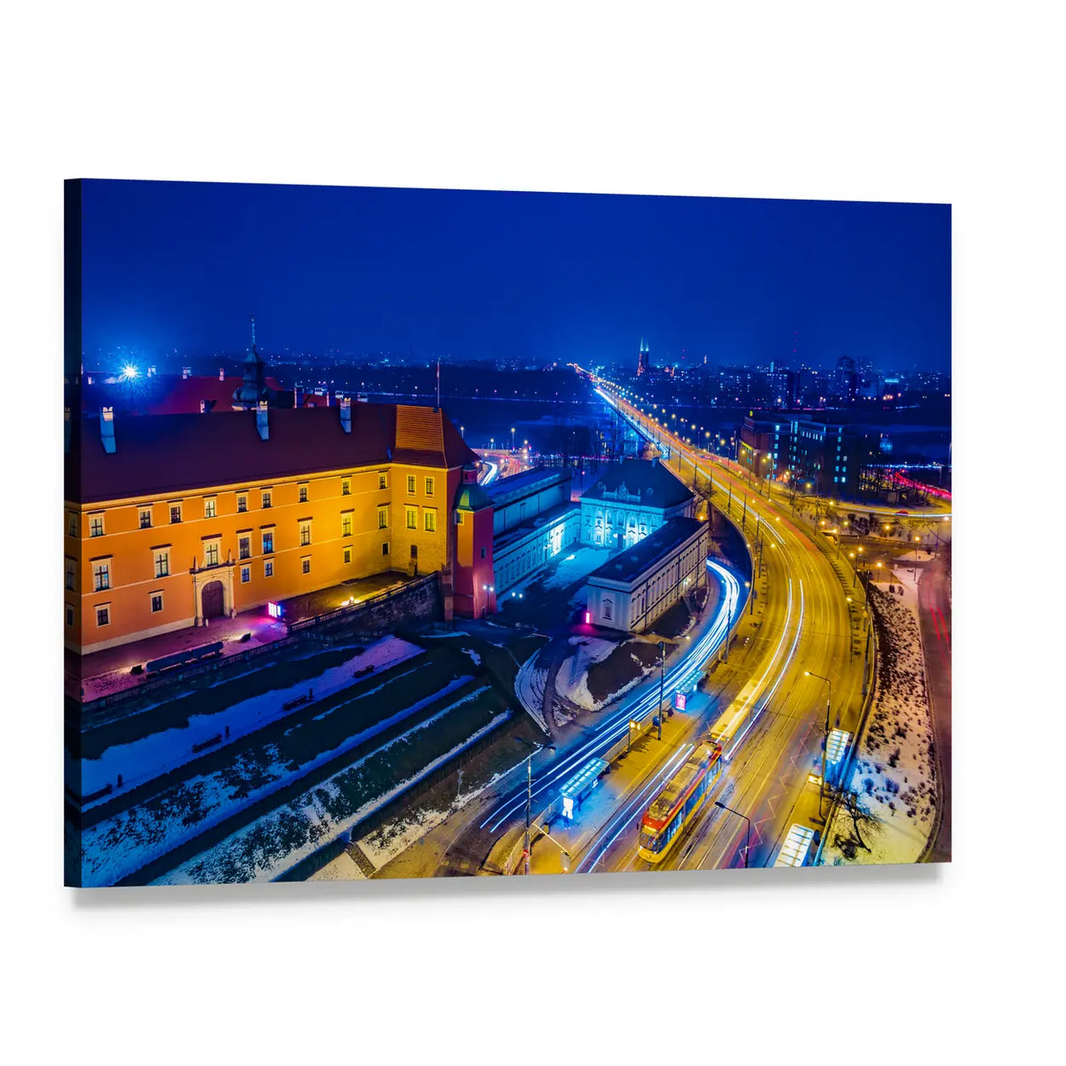 Royal Castle and Old Town at Night Canvas Wall Art, single panel gallery wrapped canvas, angled product view