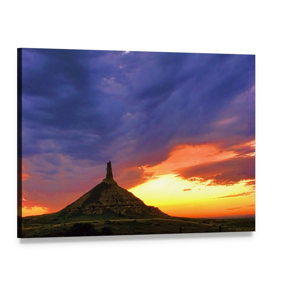 Chimney Rock National Monument at Sunset Canvas Wall Art, single panel gallery wrapped canvas, angled product view
