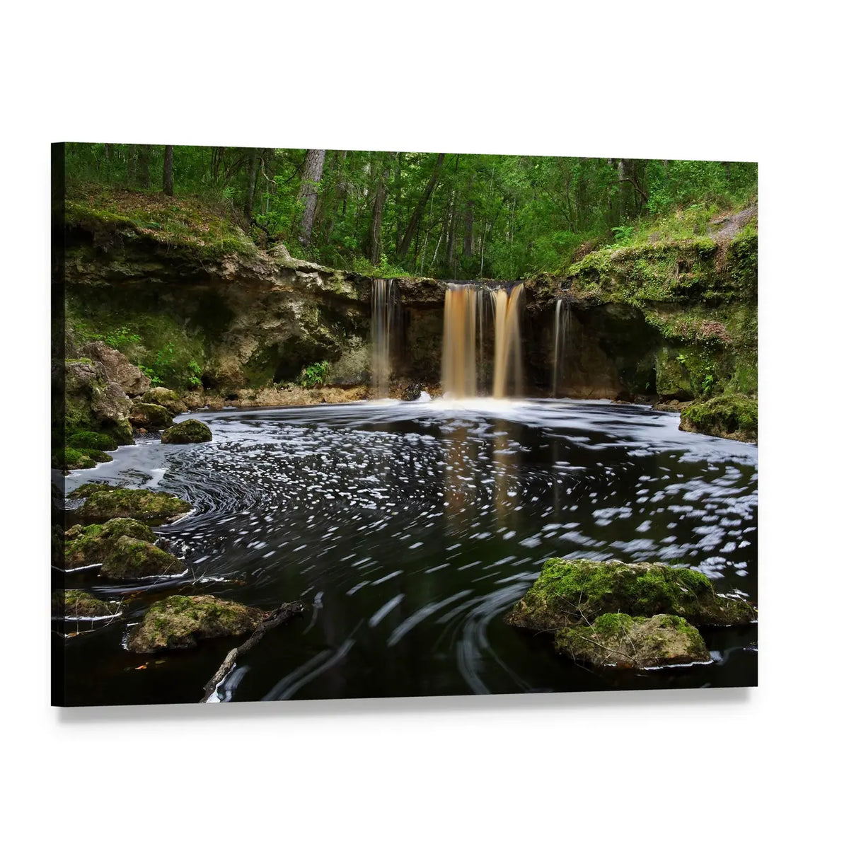 Waterfalls Along Falling Creek Canvas Wall Art, single panel gallery wrapped canvas, angled product view