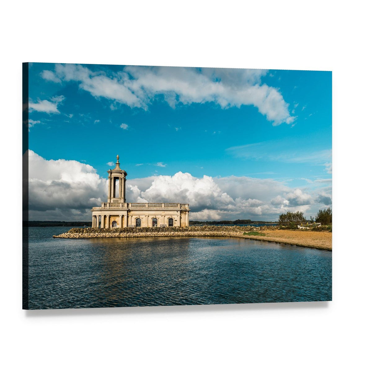 Normanton Church on the Water Canvas Wall Art, single panel gallery wrapped canvas, angled product view