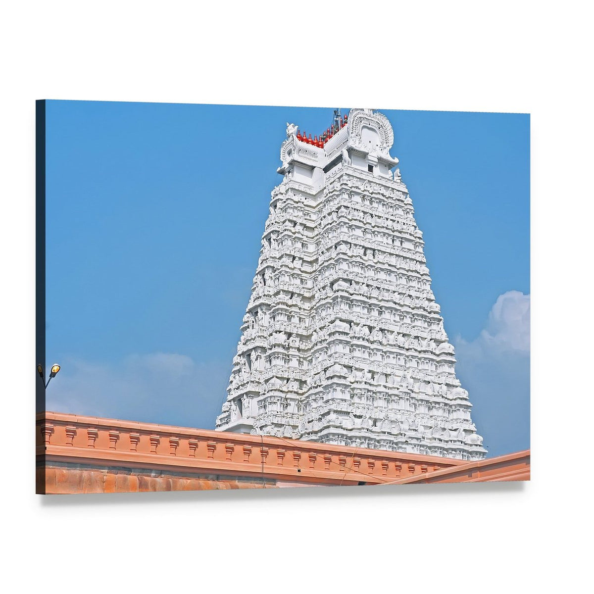 Majestic South Indian Temple Architecture Canvas Wall Art, single panel gallery wrapped canvas, angled product view