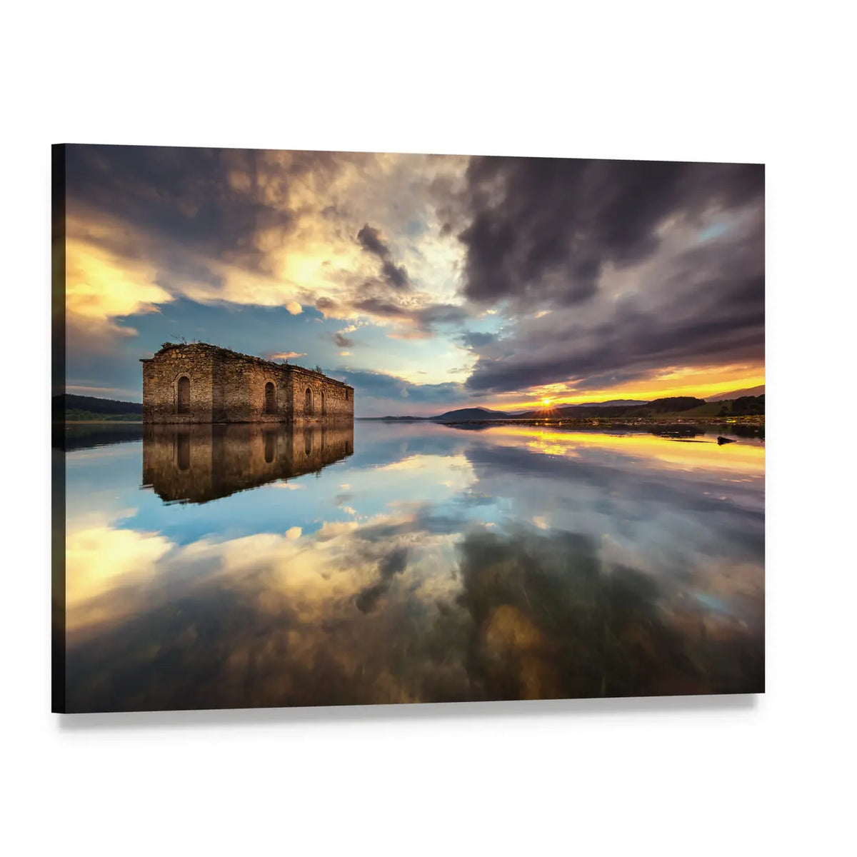 Abandoned Church In Dam Jrebchevo In Bulgaria Canvas Wall Art, single panel gallery wrapped canvas, angled product view