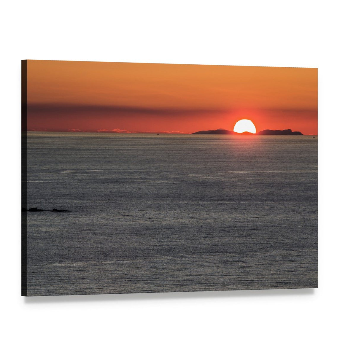 Setting Sun Over Summer Isles Canvas Wall Art, single panel gallery wrapped canvas, angled product view