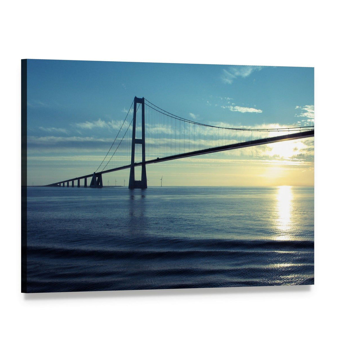 Great Belt Suspension Bridge Canvas Wall Art, single panel gallery wrapped canvas, angled product view