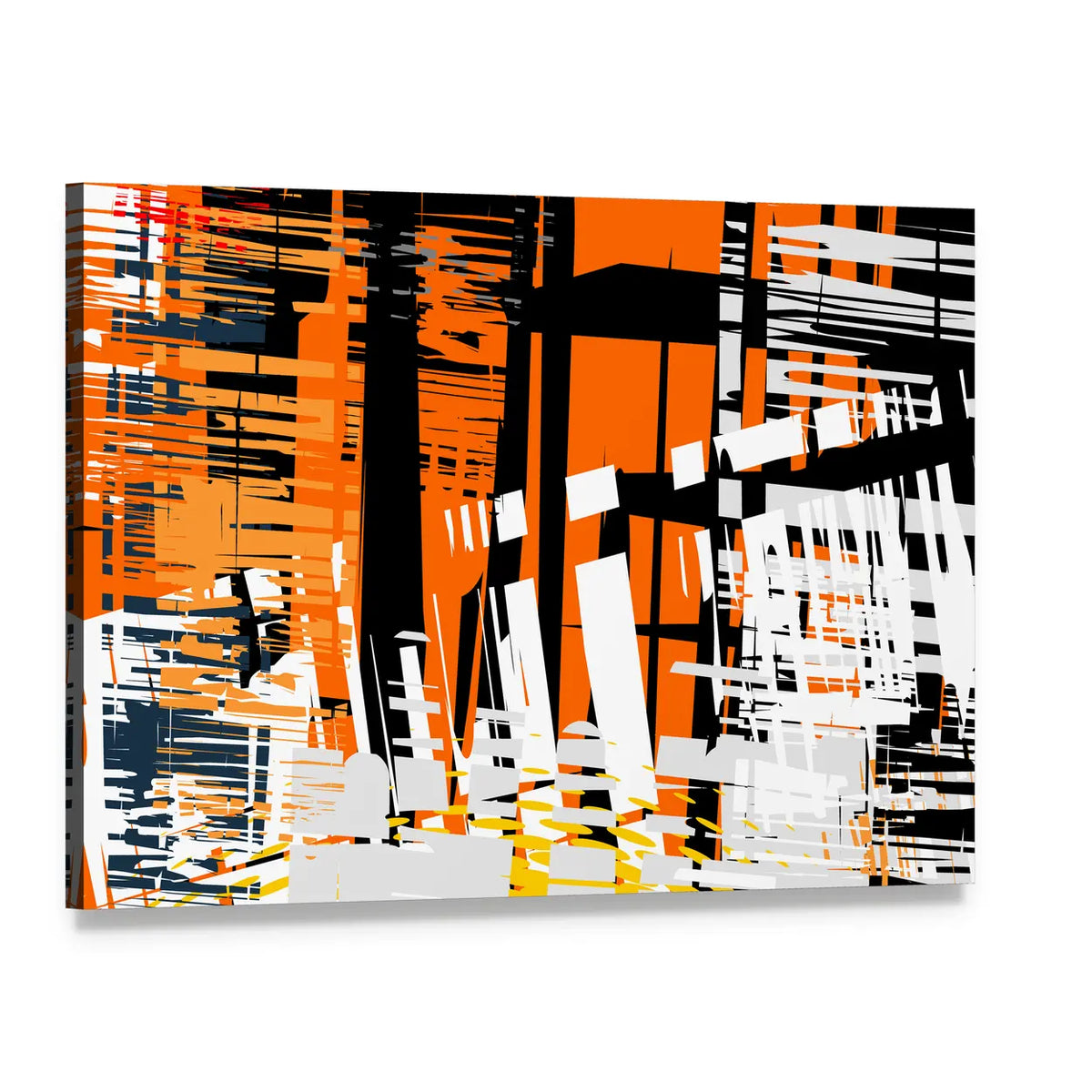 Gradient Grunge Abstract with Geometric Layers Canvas Wall Art, single panel gallery wrapped canvas, angled product view