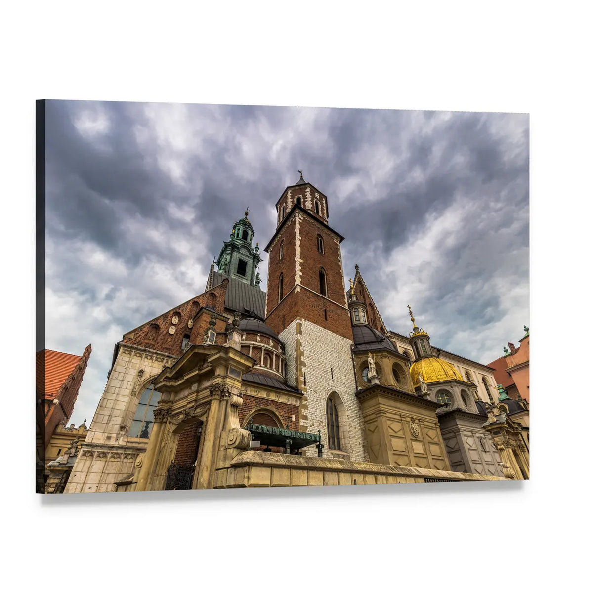 Wawel Cathedral in Krakow Canvas Wall Art, single panel gallery wrapped canvas, angled product view
