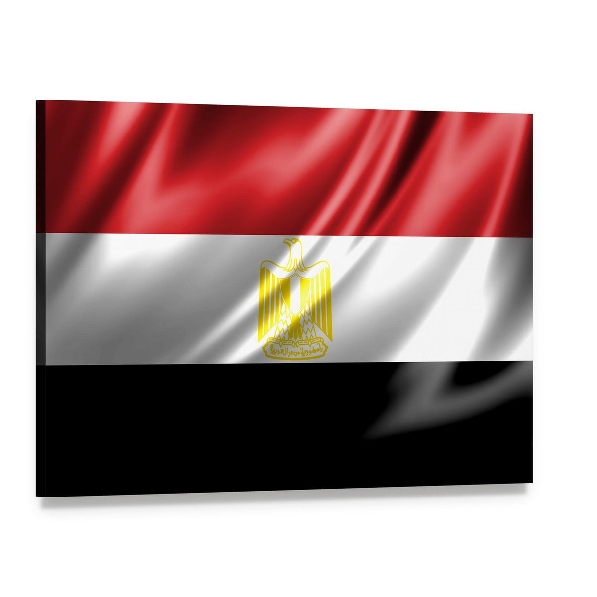 Waving Egyptian Flag with Eagle of Saladin Canvas Wall Art, single panel gallery wrapped canvas, angled product view