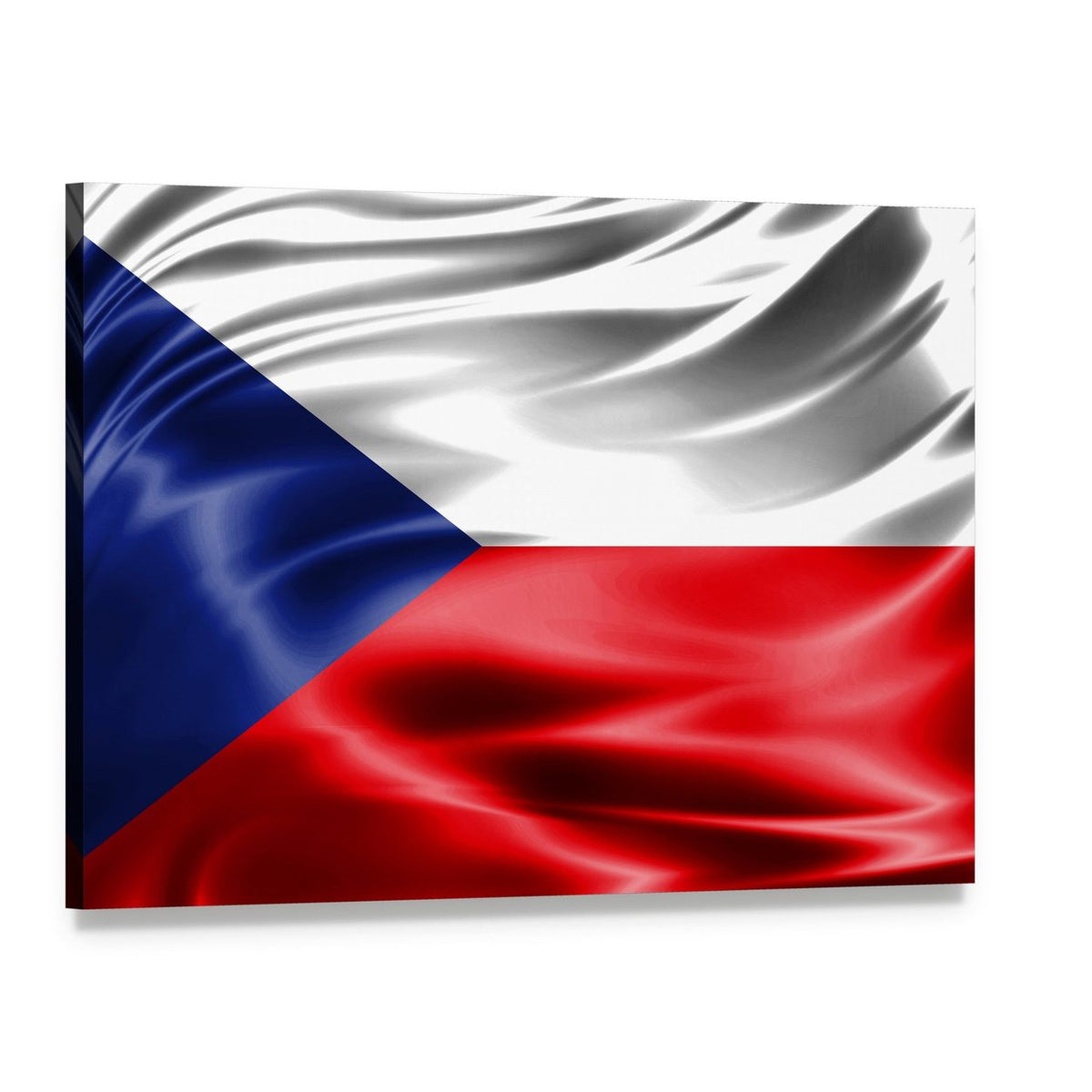 Czech Republic Flag Canvas Wall Art, single panel gallery wrapped canvas, angled product view