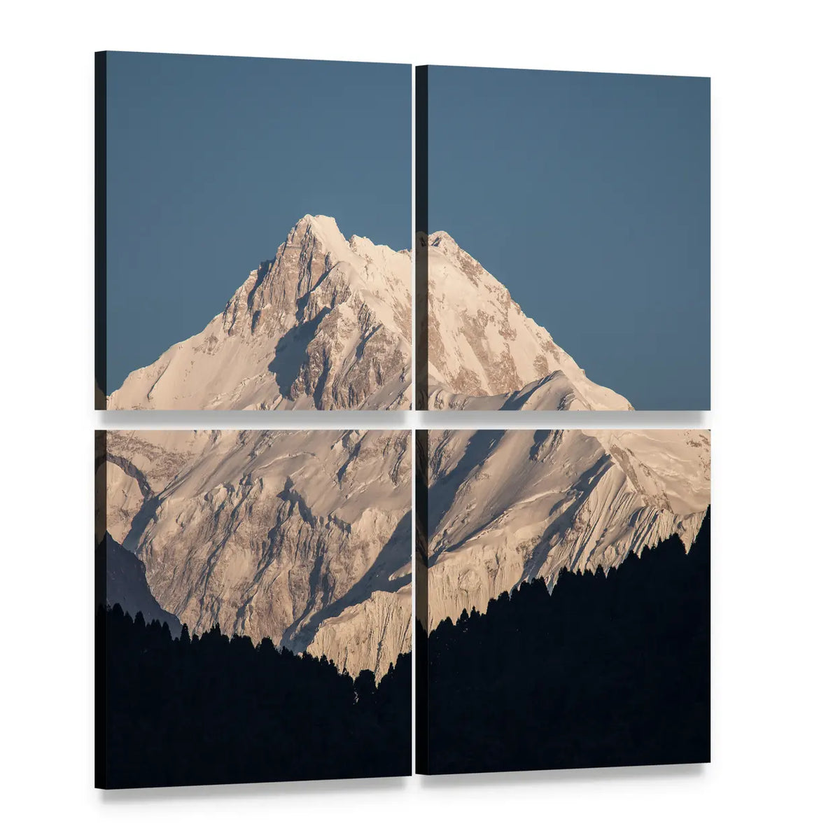 Kanchenjunga Peak Canvas Wall Art, 4 panel 4 Square layout gallery wrapped canvas set, angled product view