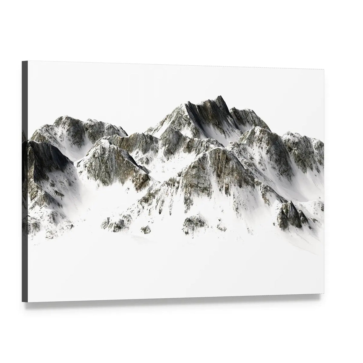 Snowy Mountain Peak Canvas Wall Art, single panel gallery wrapped canvas, angled product view