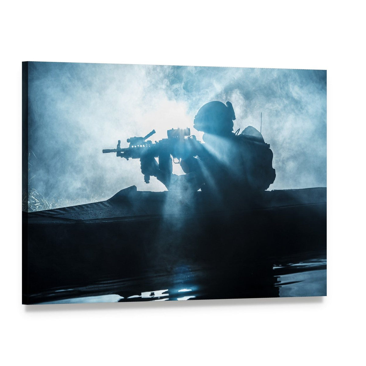 Special Forces Marine Operators Canvas Wall Art, single panel gallery wrapped canvas, angled product view
