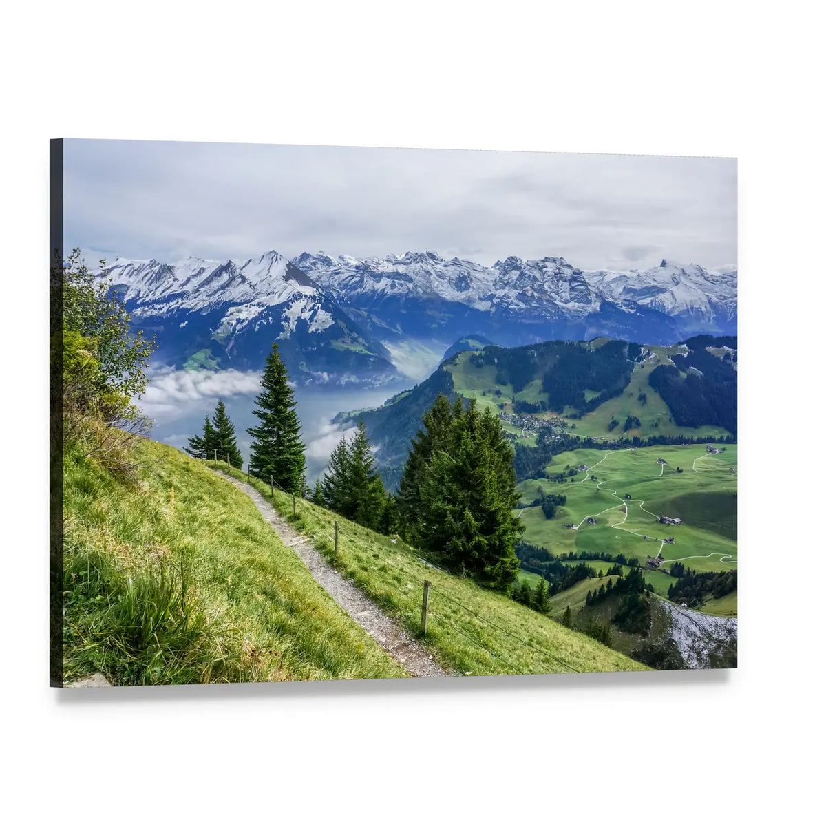 Mountain Walkway with Winding Dirt Path Canvas Wall Art, single panel gallery wrapped canvas, angled product view