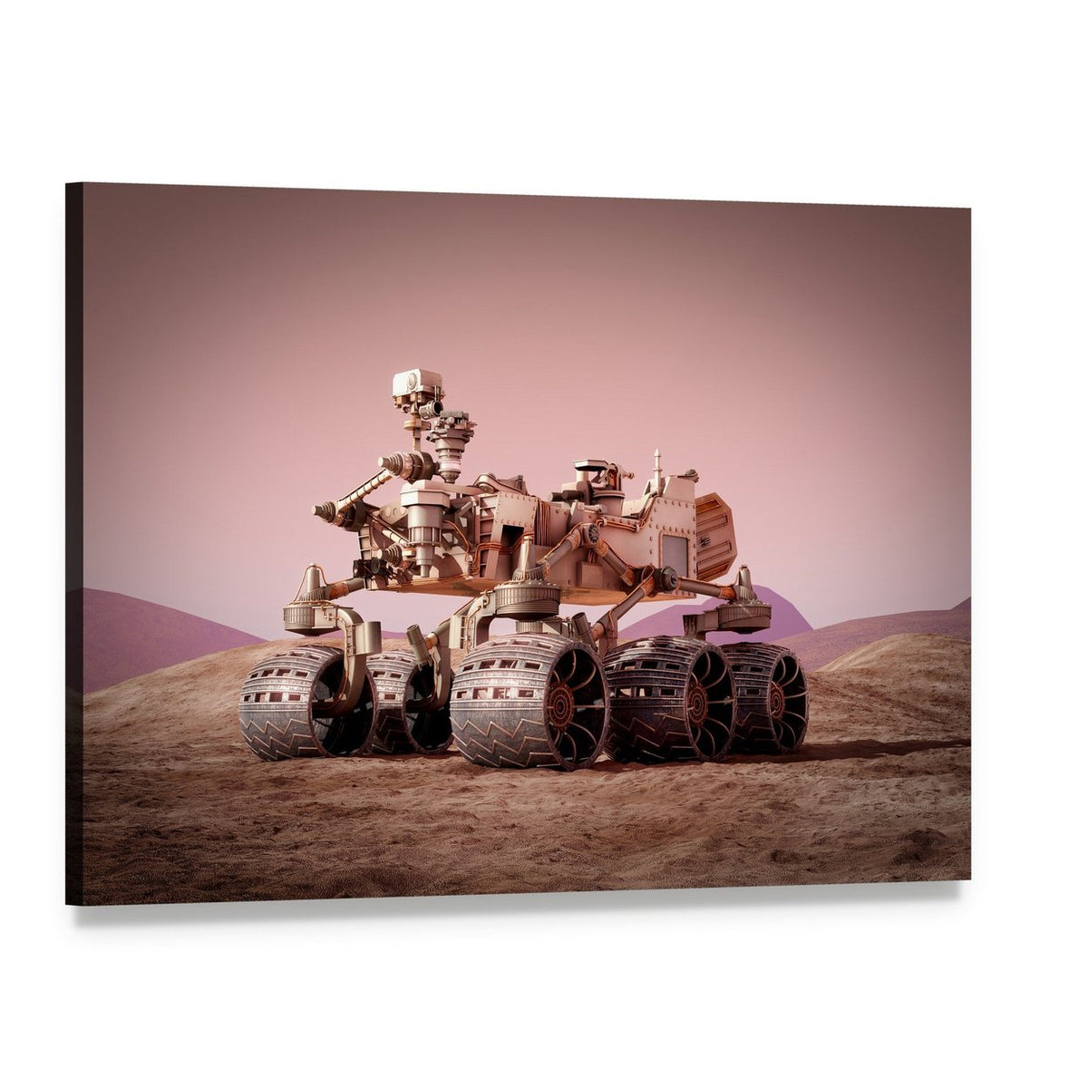Rover on Planet Mars Canvas Wall Art, single panel gallery wrapped canvas, angled product view