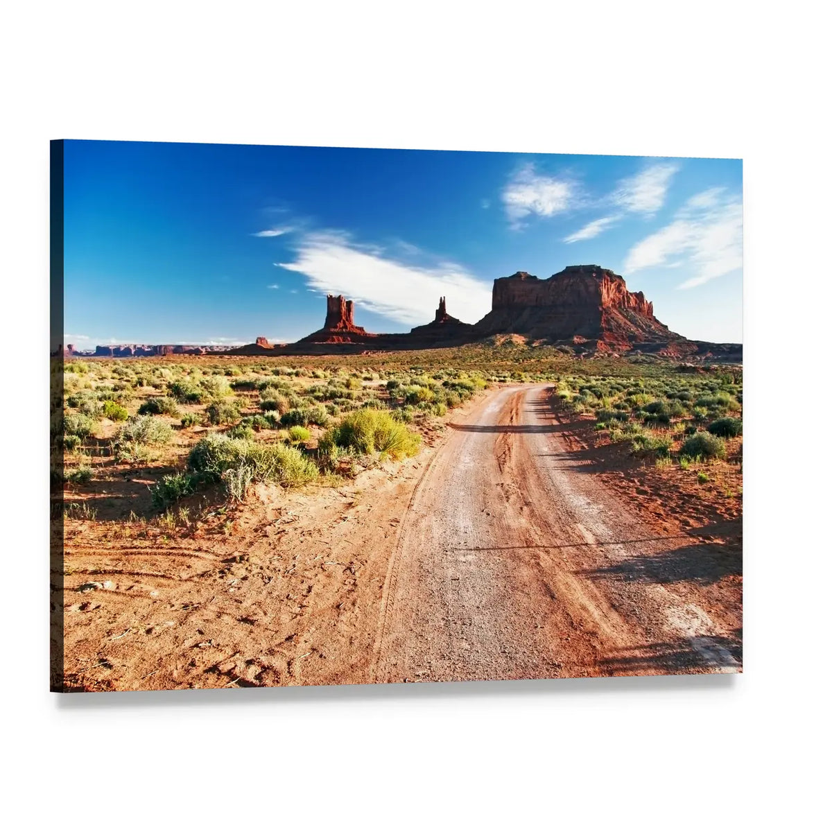 Dirt Road Through Sandstone Mesas Canvas Wall Art, single panel gallery wrapped canvas, angled product view