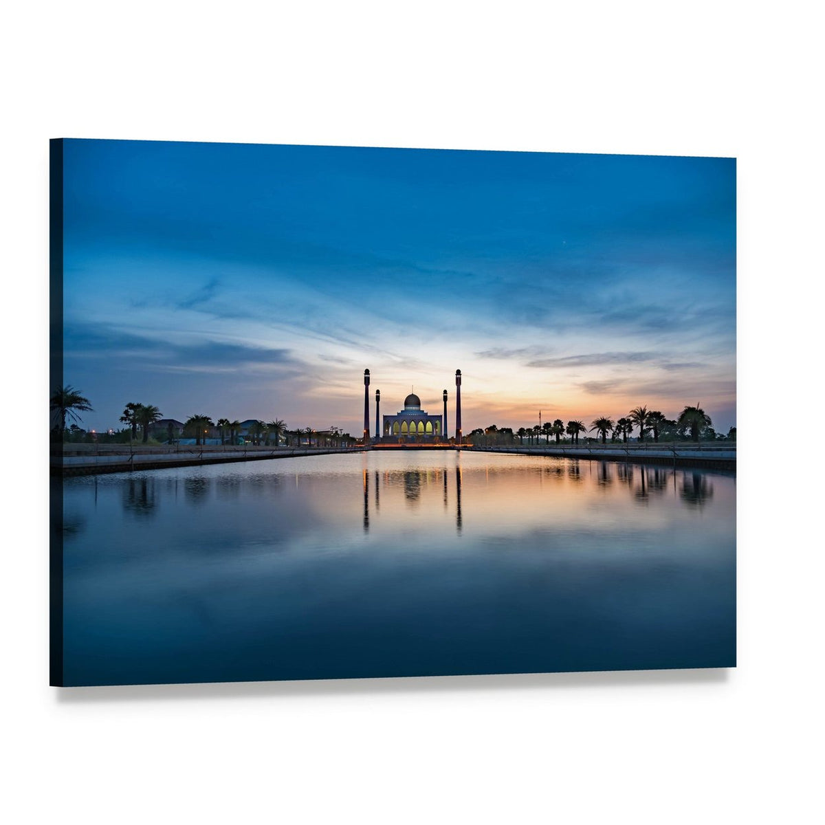 Central Mosque of Songkhla at Sunset Canvas Wall Art, single panel gallery wrapped canvas, angled product view