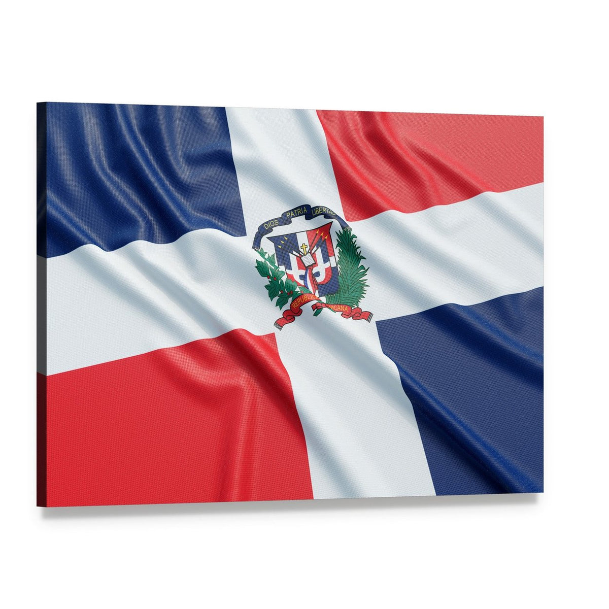 Dominican Republic Flag Canvas Wall Art, single panel gallery wrapped canvas, angled product view
