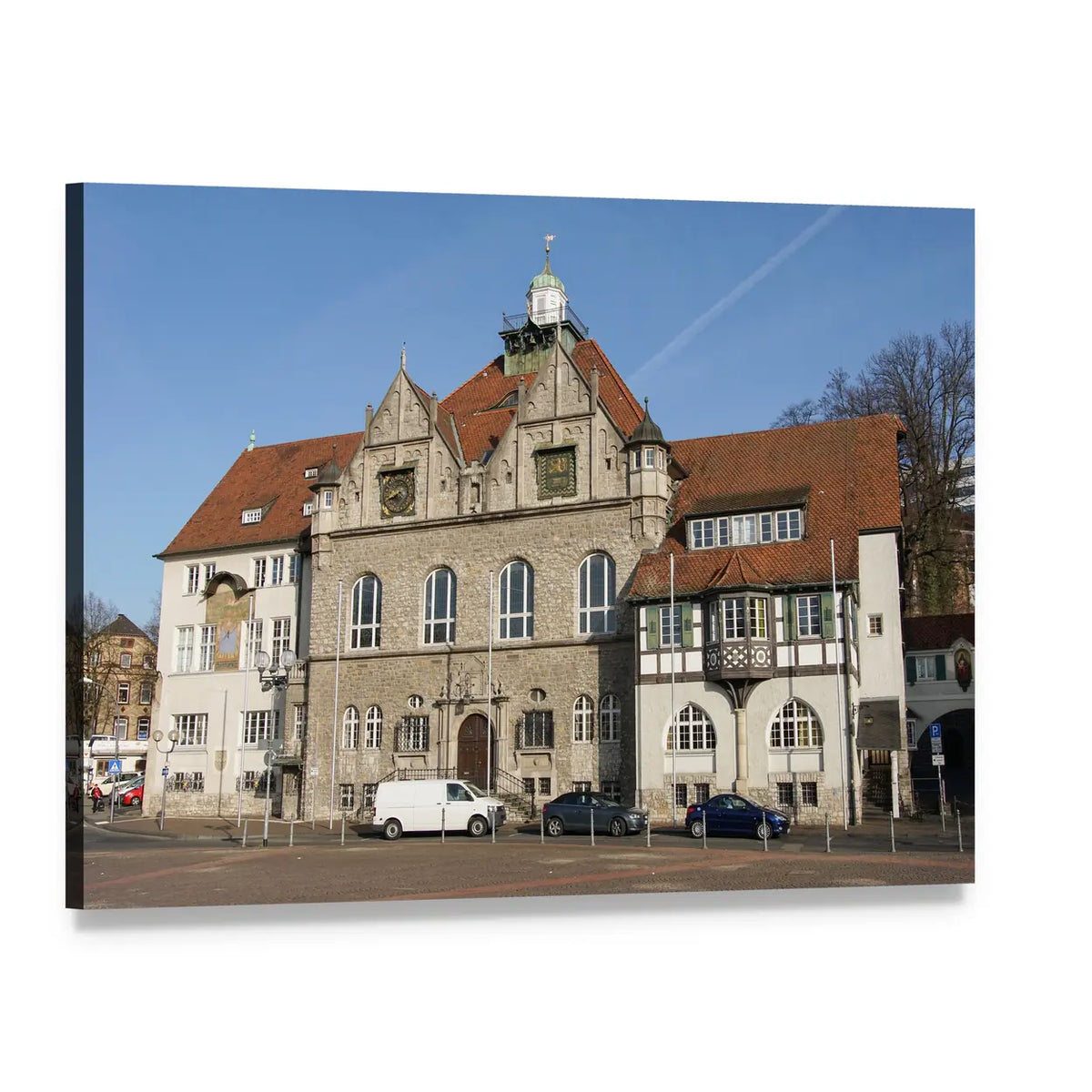 Town Hall of Bergisch Gladbach Canvas Wall Art, single panel gallery wrapped canvas, angled product view