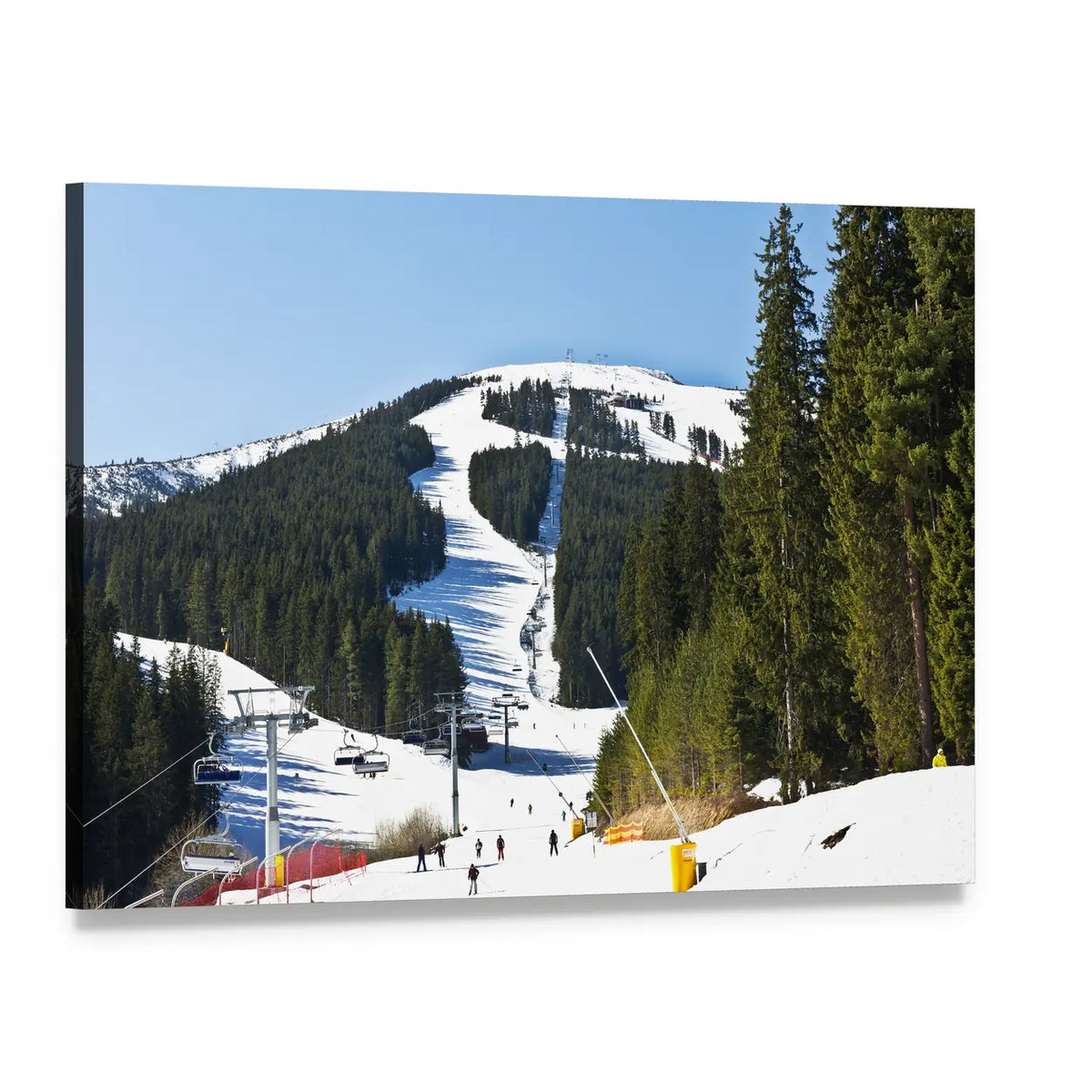 Winter Ski Slope with Chairlifts Canvas Wall Art, single panel gallery wrapped canvas, angled product view