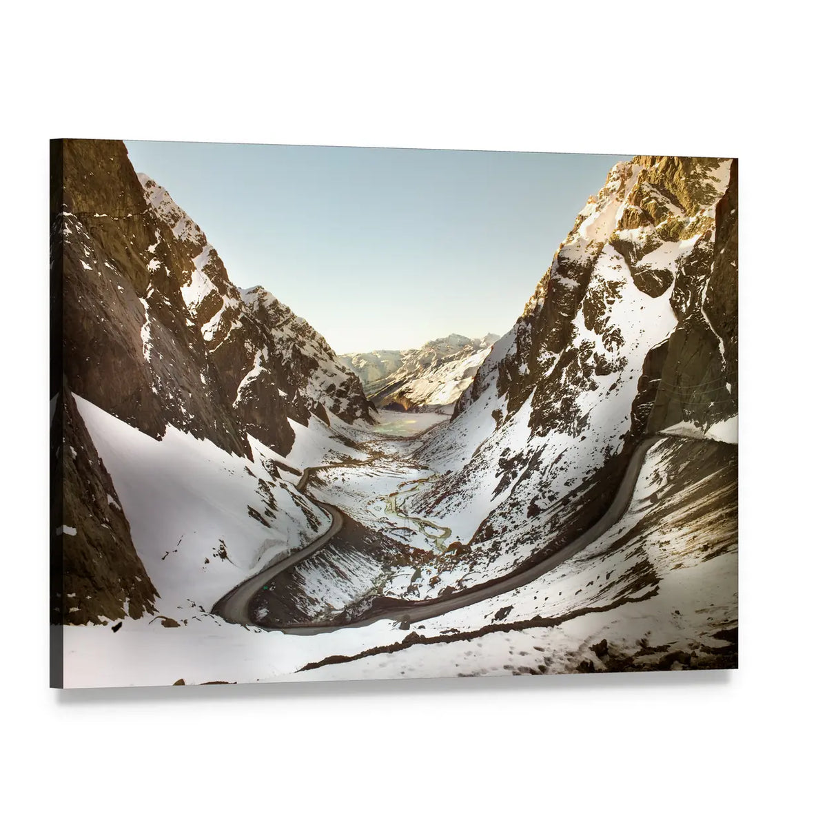 Road to Andina Copper Mine, Chilean Andes Canvas Wall Art, single panel gallery wrapped canvas, angled product view