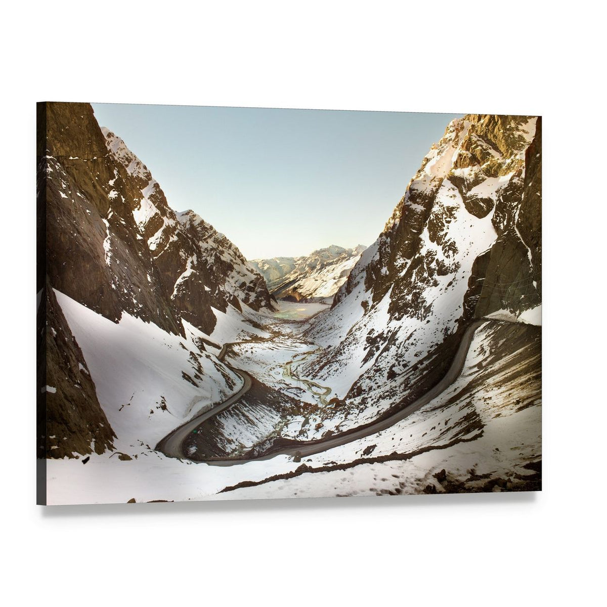 Road to Andina Copper Mine, Chilean Andes Canvas Wall Art, single panel gallery wrapped canvas, angled product view