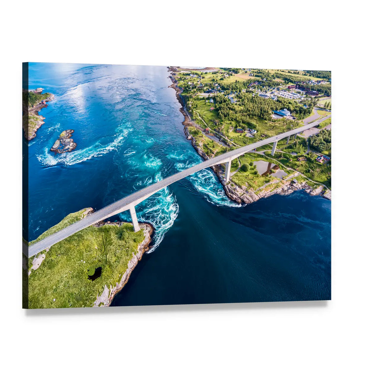 Bridge Over Swirling Tidal Currents Canvas Wall Art, single panel gallery wrapped canvas, angled product view