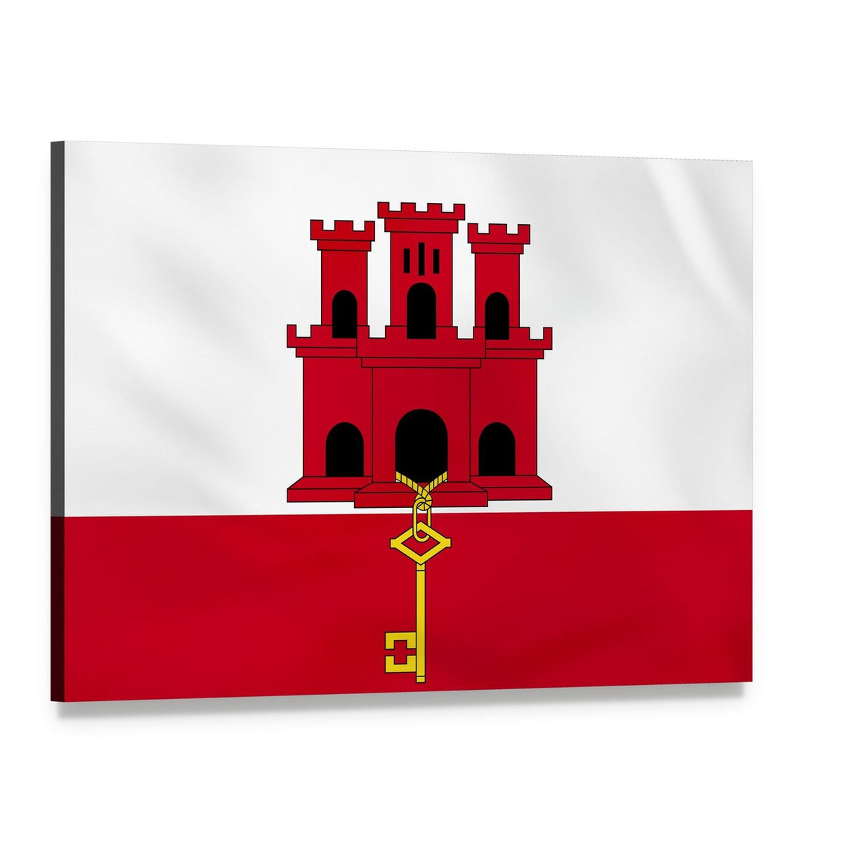 Gibraltar Flag with Castle and Key Canvas Wall Art, single panel gallery wrapped canvas, angled product view
