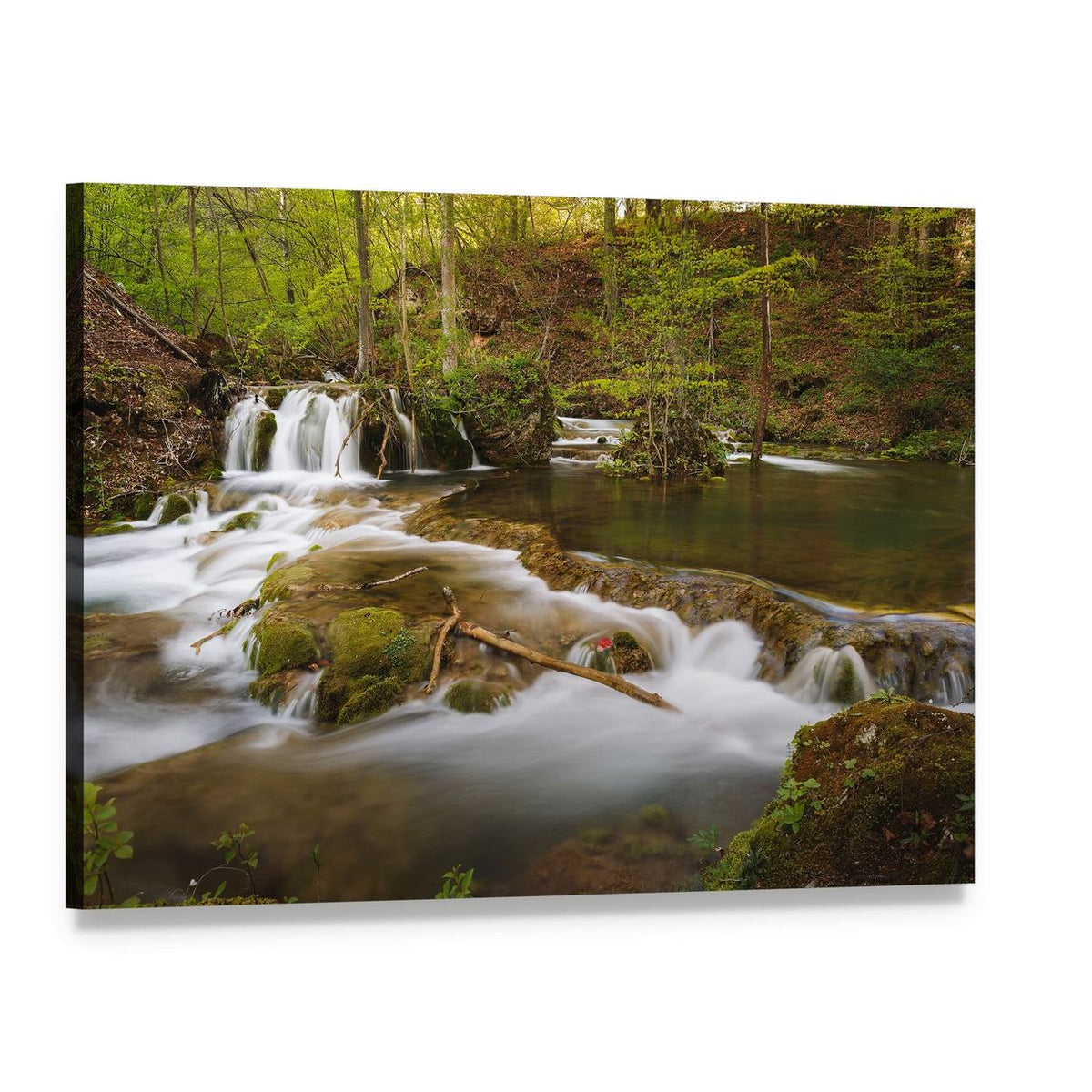 Grza River Waterfall, Serbia Canvas Wall Art, single panel gallery wrapped canvas, angled product view
