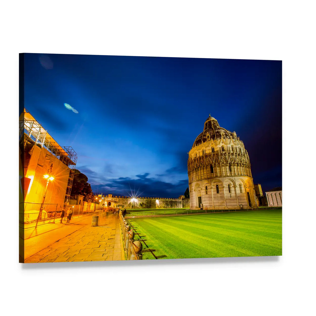 Pisa Baptistery at Twilight Canvas Wall Art, single panel gallery wrapped canvas, angled product view