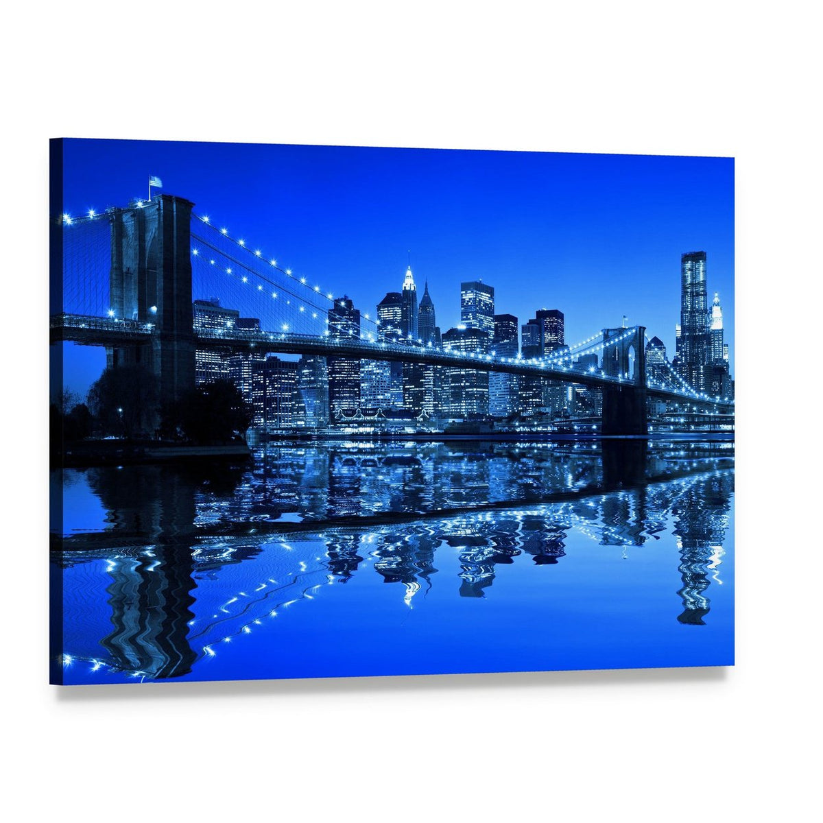 Brooklyn Bridge Night Skyline Canvas Wall Art, single panel gallery wrapped canvas, angled product view