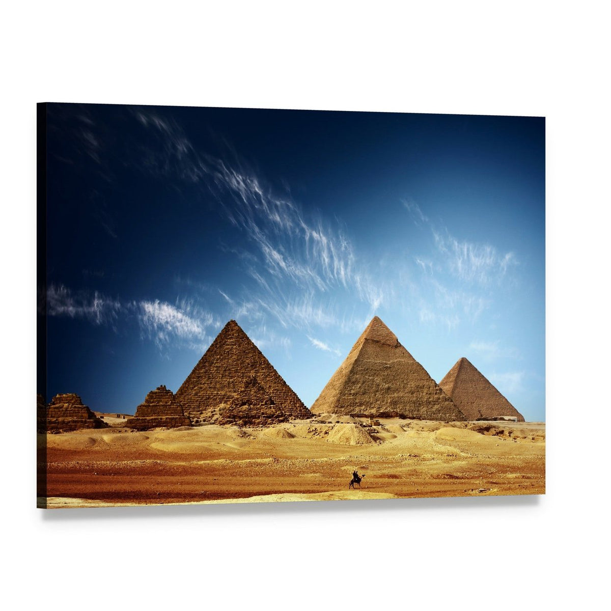 Giza Valley with Great Pyramids Canvas Wall Art, single panel gallery wrapped canvas, angled product view