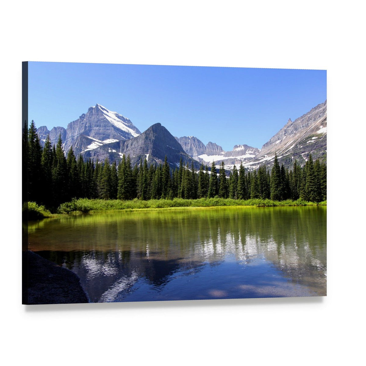 Swift Current Lake Reflection Canvas Wall Art, single panel gallery wrapped canvas, angled product view