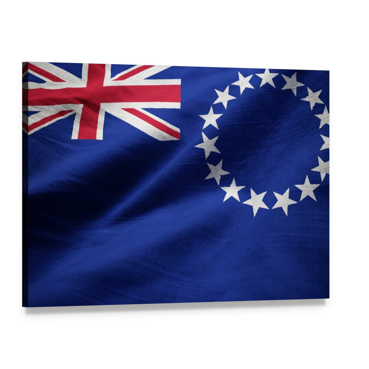 Cook Islands Flag Close-up Canvas Wall Art, single panel gallery wrapped canvas, angled product view