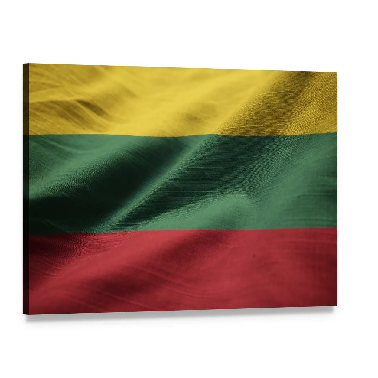 Ruffled Lithuanian Flag Canvas Wall Art, single panel gallery wrapped canvas, angled product view