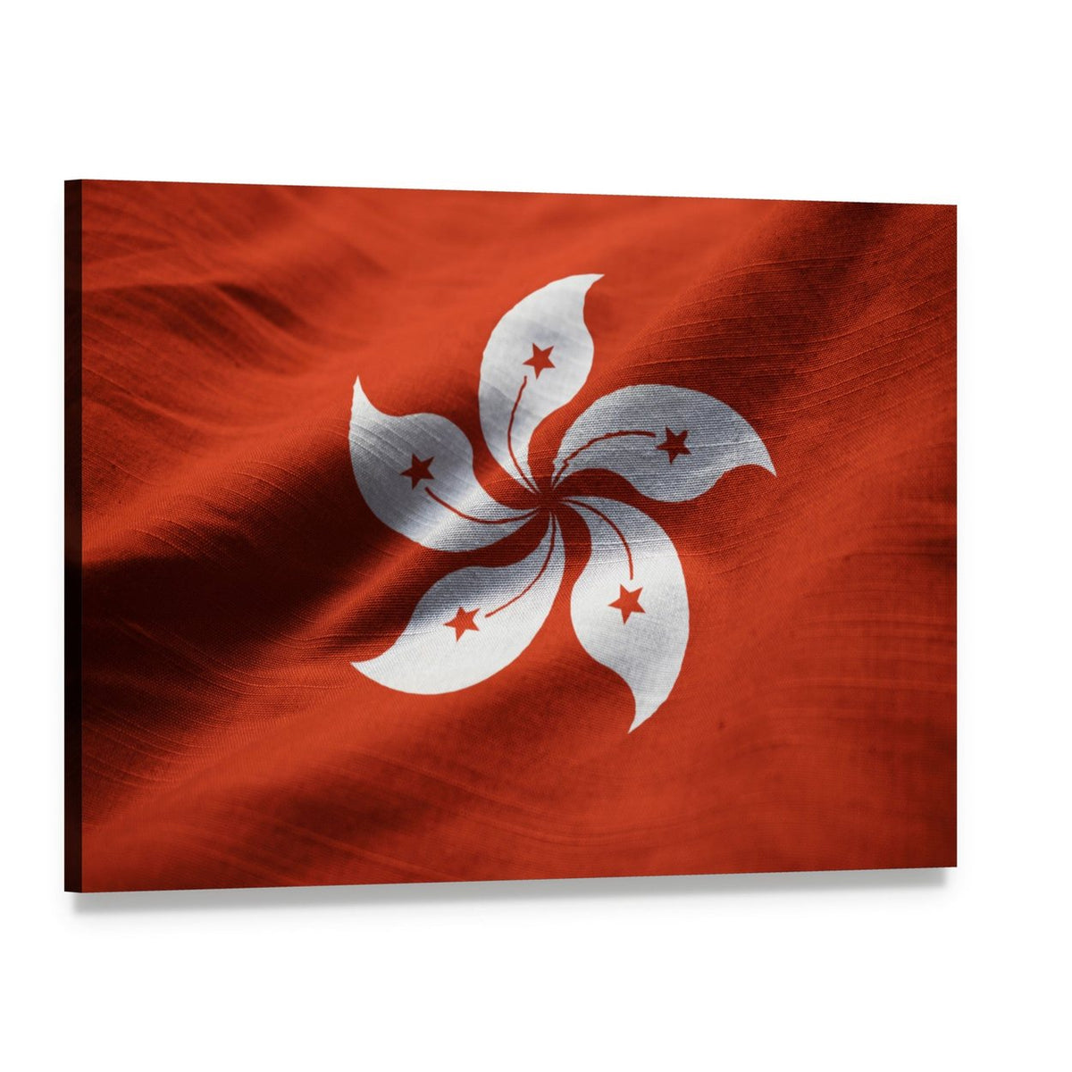 Waving Hong Kong Flag Canvas Wall Art, single panel gallery wrapped canvas, angled product view