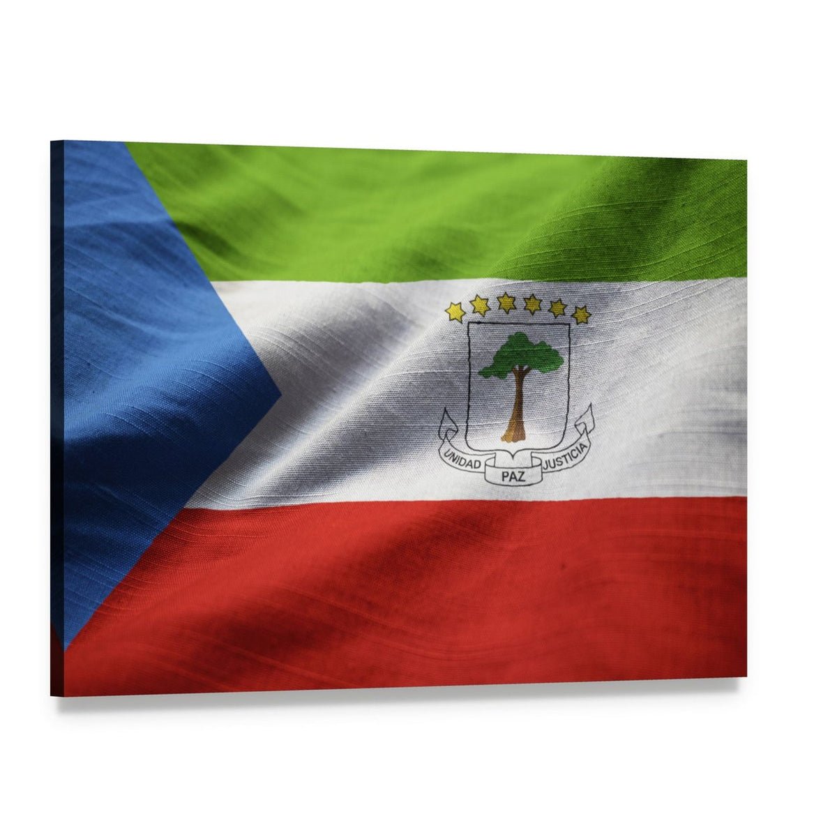 Equatorial Guinea Flag Canvas Wall Art, single panel gallery wrapped canvas, angled product view