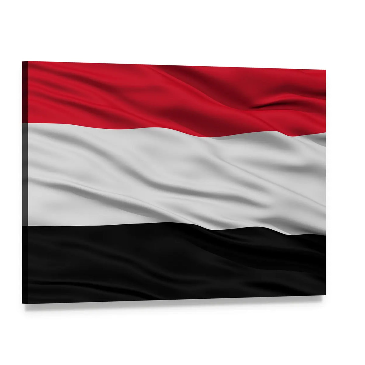Waving Yemen Flag Canvas Wall Art, single panel gallery wrapped canvas, angled product view