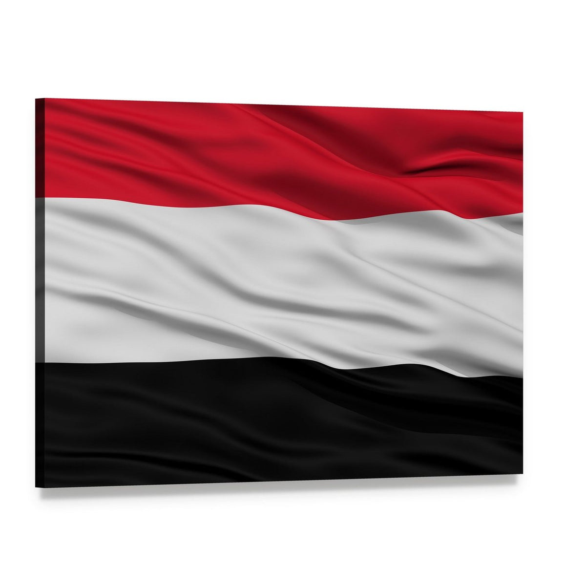 Yemen Flag Waving in the Wind Canvas Wall Art, single panel gallery wrapped canvas, angled product view